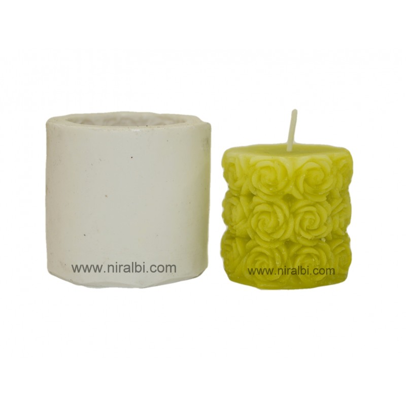 Rose Pillar Silicone Rubber Candle Mould Rose Pillar Silicone Rubber Candle Mould