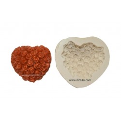 3D Cute Roses In Heart Shape Rubber Mould