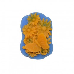Butterfly With Flowers In Designer Shape Rubber Soap Mould