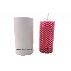 SL753 - Horizontal Line Pattern Big Pillar Candle Mould, Niral Industries, Candle W - 240 Gm