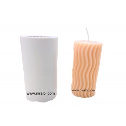 SL755 - Vertical Line Pattern Big Pillar Mould, Niral Industries, Dia - 5.8 Cm, H - 11.8 Cm