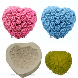 Niral 3D Cute Roses In Heart Shape Rubber Mould, Soap Wt - 45 gm