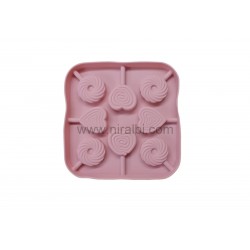 Heart & Round Lolipop Silicone Mould - Niral Industries - Soap H -1.1 cm