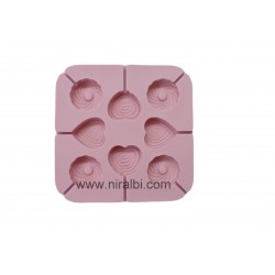 Heart & Round Lolipop Silicone Mould - Niral Industries - Soap Dim - 3.4 x 3.4 cm