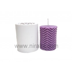 Horizontal Line Pattern Small Pillar Candle Mould, Niral Industries - D - 5.4cm - H 7.3cm
