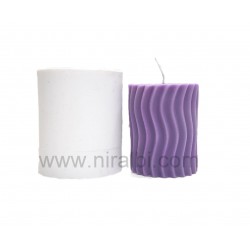 SL754 - Vertical Line Pattern Small Pillar Candle Mould, Dia - 5.5 cm  H - 7.5 cm