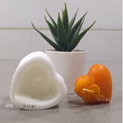 Rose Flower in Heart Shape Design Silicone Candle Mould, Homemade, Crafts, Hobbies, Niral Industries HBY552 - 25 gm Candle