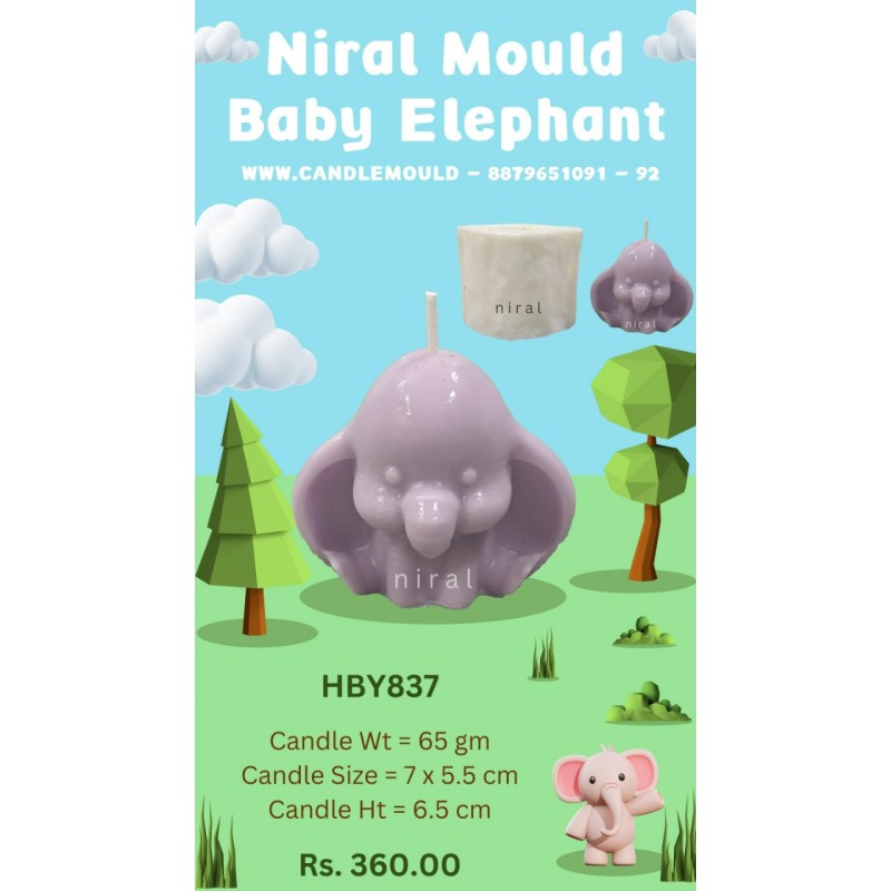 HBY837- Baby Elephant Silicone Mould - CW - 65 gm HBY837- Baby Elephant Silicone Mould - CW - 65 gm