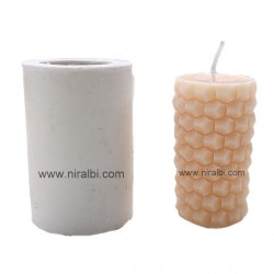 Honeycomb Silicone Roman Column Candle Mould, Candle weight 80 gm