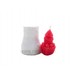 Strawberry Snowman Cupcake Candle Mould, Niral Rubber Silicone  Mold, Candle Wt - 8.5 gm, H - 4.3 Cm