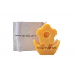 Flower With Leaf Pillar Candle Mould . weight - 91 cm , Dia - 6.4 cm