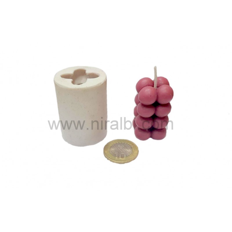 Samll Bubble Pillar Silicone Candle Mould, Niral Industries - H - 5 cm , D - 2.5 cm Samll Bubble Pillar Silicone Candle Mould, Niral Industries - H - 5 cm , D - 2.5 cm