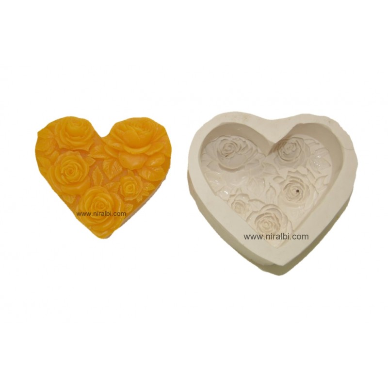 Heart Rose Design Silicone Soap Mould