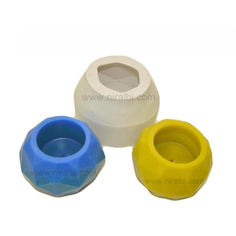 Diamond Cut Round Hurricane Silicone Rubber Candle Mould Diamond Cut Round Hurricane Silicone Rubber Candle Mould